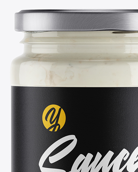 Clear Glass Jar w/ Sauce Mockup Clear Glass Jar w/ Sauce Mockup