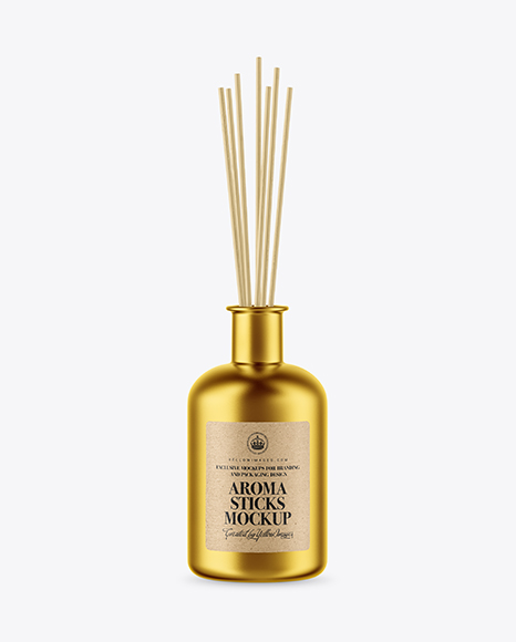 Metallized Bottle with Aroma Sticks Mockup