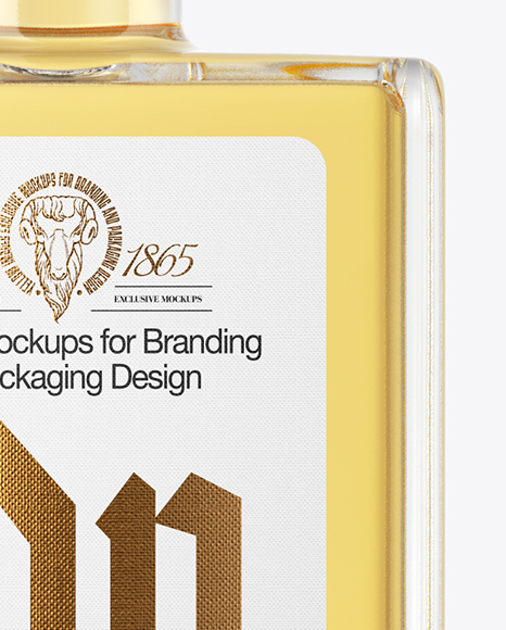 Square Golden Tequila Bottle with Wax Mockup - Free Download Images