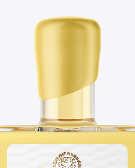 Square Golden Tequila Bottle with Wax Mockup - Free Download Images