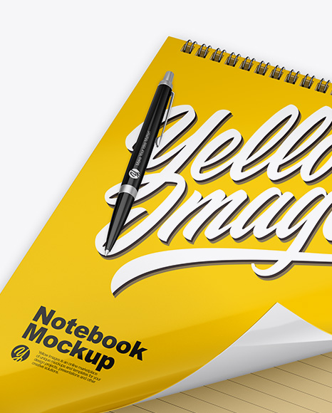 Glossy Notebook w/ Pen Mockup