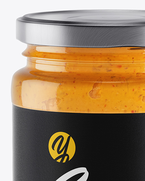 Clear Glass Jar w/ Sauce Mockup