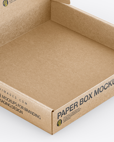 Opened Kraft Paper Box Mockup