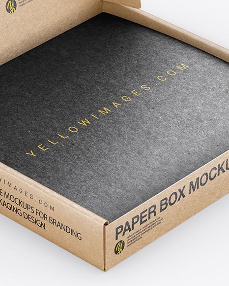 Opened Kraft Paper Box Mockup