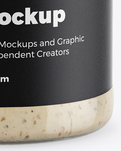 Clear Glass Jar w/ Sauce Mockup Clear Glass Jar w/ Sauce Mockup