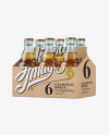 Kraft Paper 6 Pack Beer Bottle Carrier Mockup - Halfside View