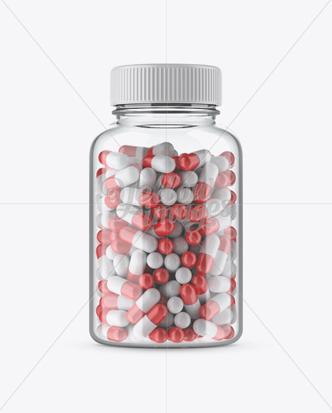 Clear Bottle With Capsules Mockup Clear Bottle With Capsules Mockup