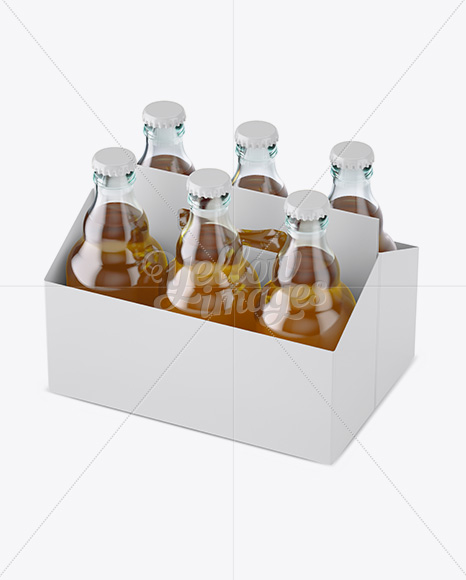 White Paper 6 Pack Beer Bottle Carrier Mockup - Halfside View (High