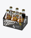 White Paper 6 Pack Beer Bottle Carrier Mockup - Halfside View (High-Angle Shot)