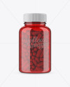 Red Bottle With Capsules Mockup