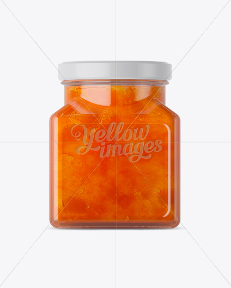 Glass Apricot Jam Jar Mockup