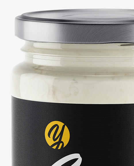 Clear Glass Jar w/ Sauce Mockup Clear Glass Jar w/ Sauce Mockup