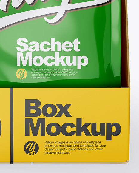 Box With Glossy Sachets Mockup