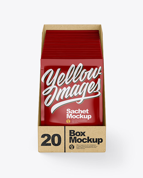 Box With Matte Sachets Mockup