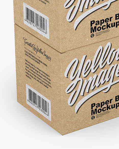 Four Kraft Boxes Mockup