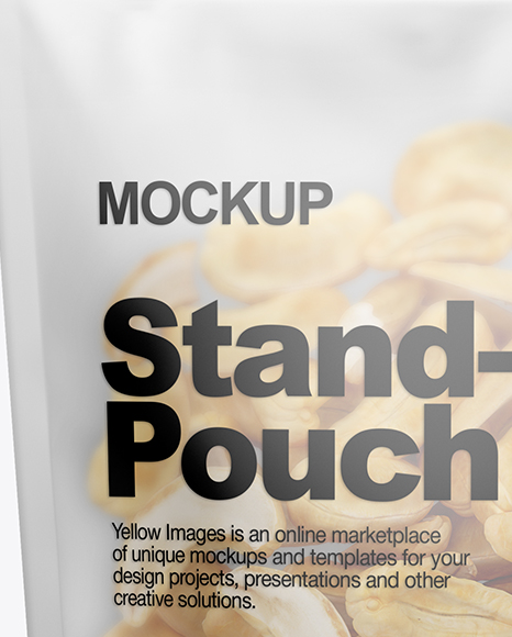 Frosted Stand-Up Pouch W/ Cashew Nuts Mockup