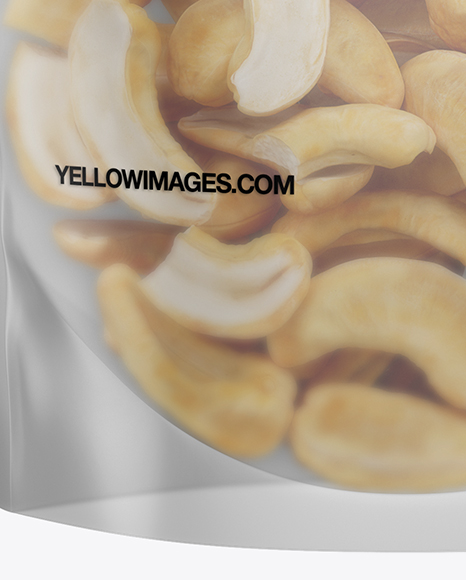 Frosted Stand-Up Pouch W/ Cashew Nuts Mockup