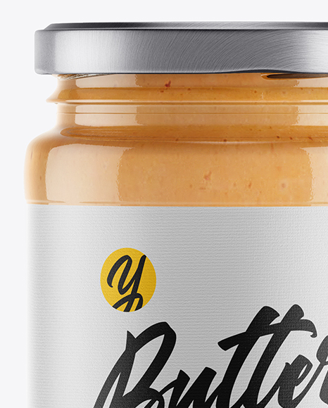 Clear Glass Jar w/ Peanut Butter Mockup