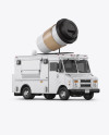 Foodtruck with Coffee Cup Mockup - Half Side View