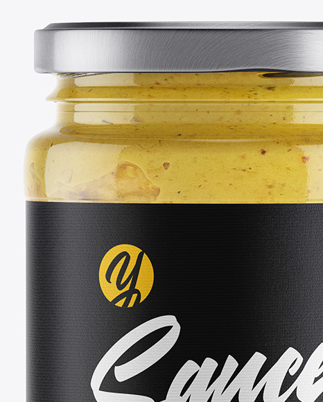 Clear Glass Jar w/ Sauce Mockup Clear Glass Jar w/ Sauce Mockup