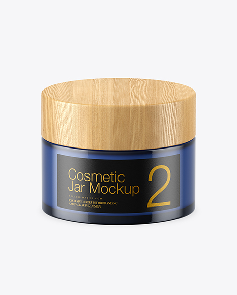 Blue Glass Cosmetic Jar Mockup