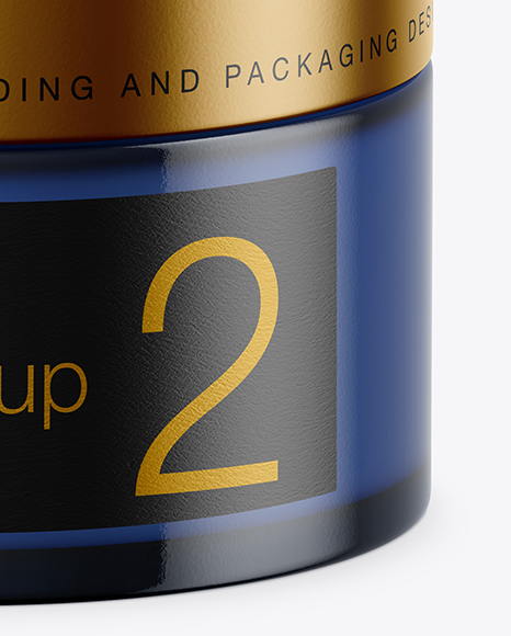 Blue Glass Cosmetic Jar Mockup