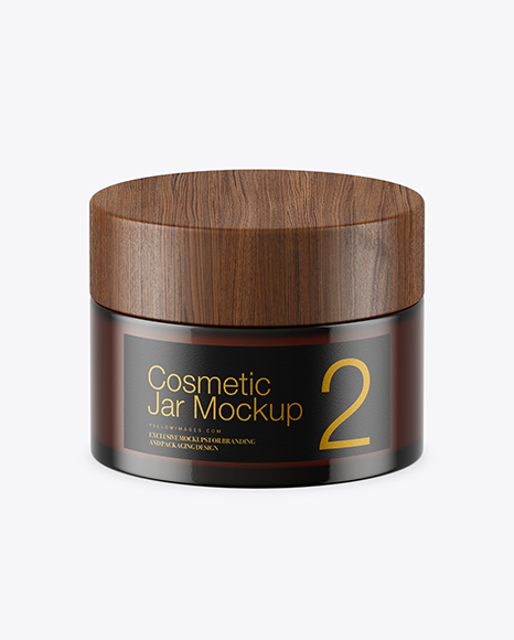 Dark Amber Glass Cosmetic Jar Mockup