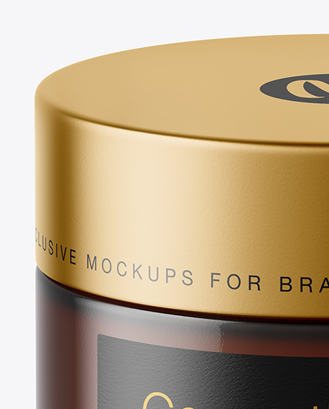 Dark Amber Glass Cosmetic Jar Mockup