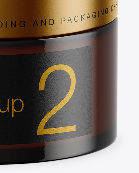 Dark Amber Glass Cosmetic Jar Mockup