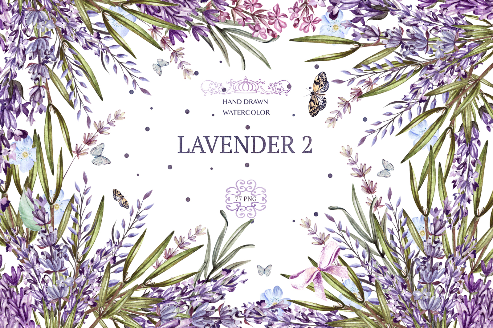 Hand Drawn Watercolor Lavender 2 Hand Drawn Watercolor Lavender 2