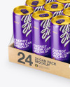 Transparent Pack with 24 Glossy Aluminium Cans Mockup