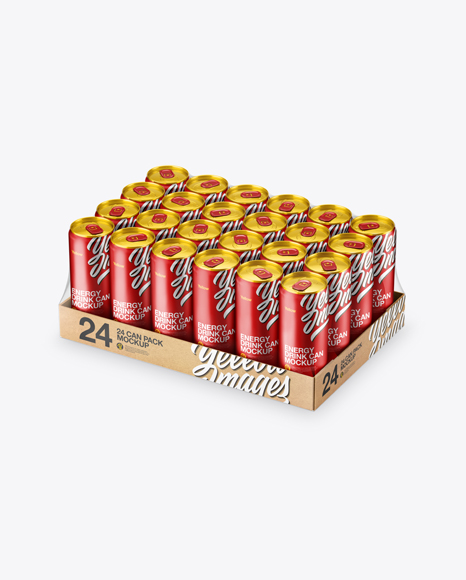 Transparent Pack with 24 Matte Metallic Aluminium Cans Mockup