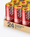 Transparent Pack with 24 Matte Metallic Aluminium Cans Mockup