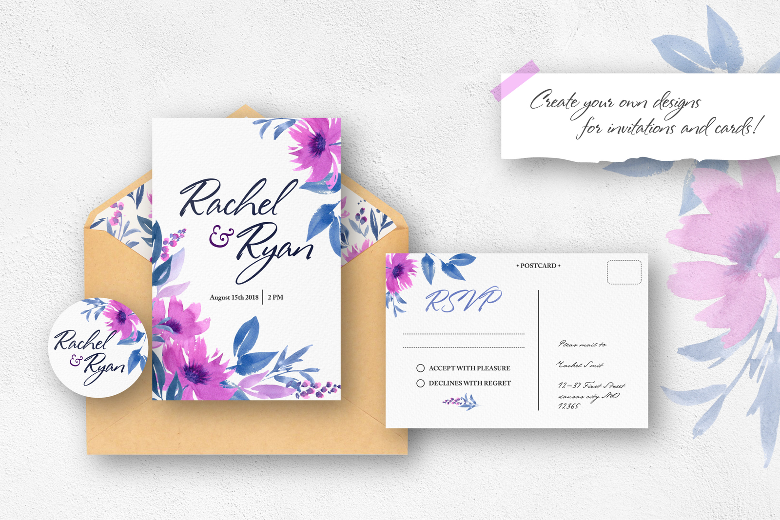 Purple Dreams-Flower Watercolor Set Purple Dreams-Flower Watercolor Set