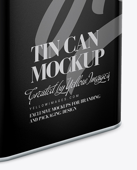 Glossy Square Tin Can Mockup