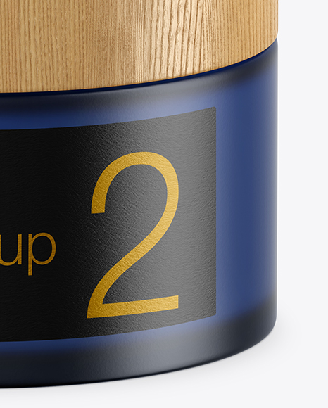 Frosted Blue Glass Cosmetic Jar Mockup