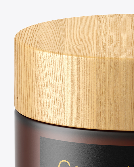 Dark Frosted Amber Glass Cosmetic Jar Mockup