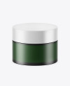 Dark Frosted Green Glass Cosmetic Jar Mockup