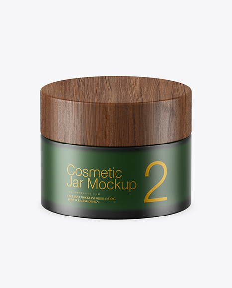 Dark Frosted Green Glass Cosmetic Jar Mockup