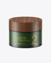 Dark Frosted Green Glass Cosmetic Jar Mockup