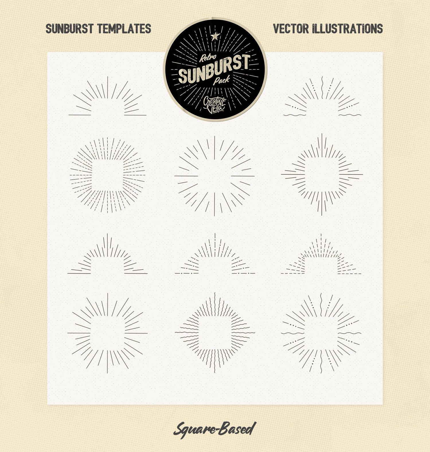 Vintage Glory: Sunburst Vector Set