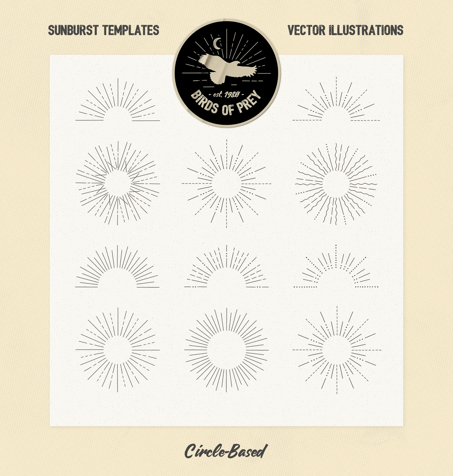 Vintage Glory: Sunburst Vector Set