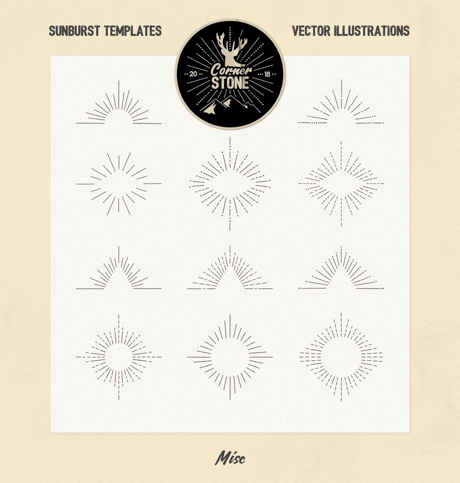 Vintage Glory: Sunburst Vector Set Vintage Glory: Sunburst Vector Set