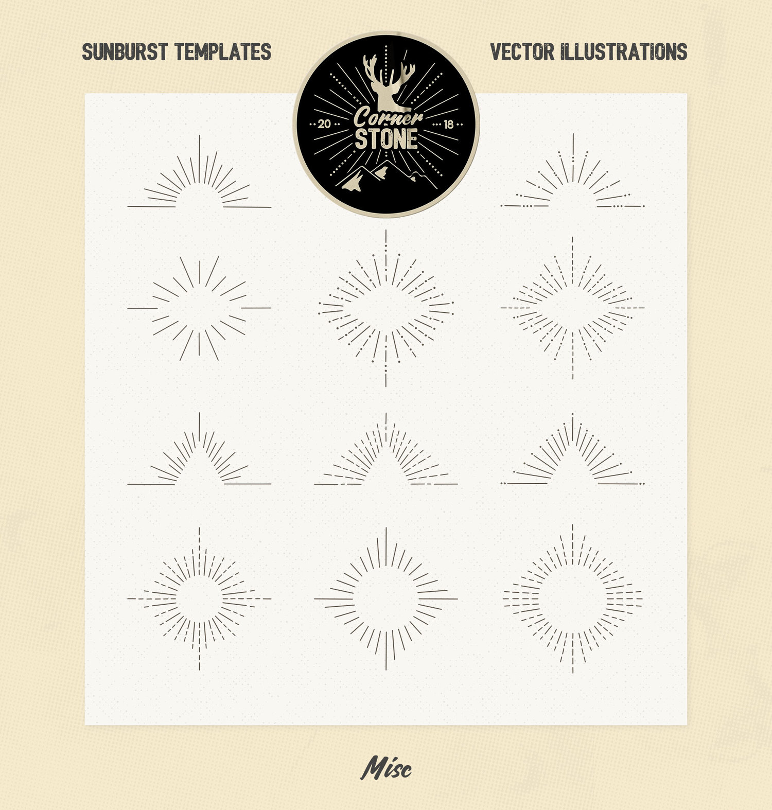 Vintage Glory: Sunburst Vector Set