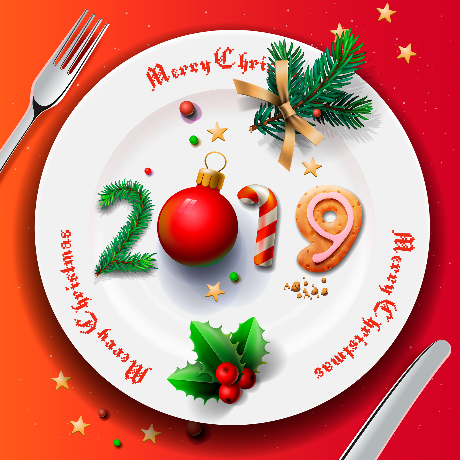 Merry Christmas 2019 social media templates, modern promotion web banners