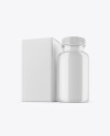 Glossy Pills Bottle with Box Mockup