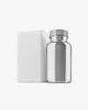 Metallic Pills Bottle with Box Mockup