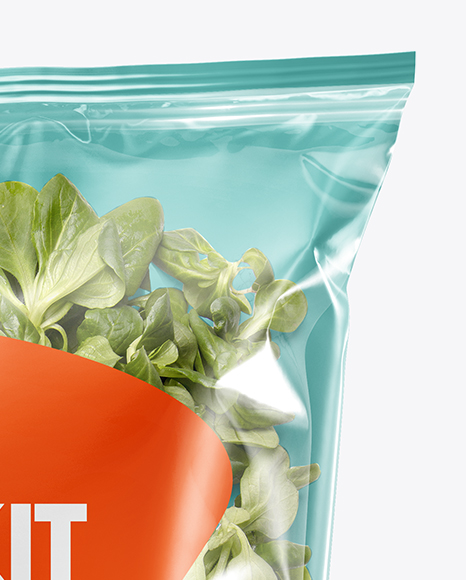 Plastic Bag With Corn Salad Mockup