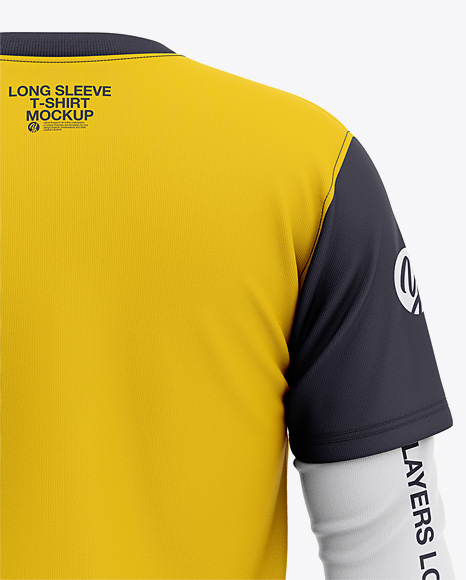 Men's Double-Layer Long Sleeve T-Shirt Mockup - Back View