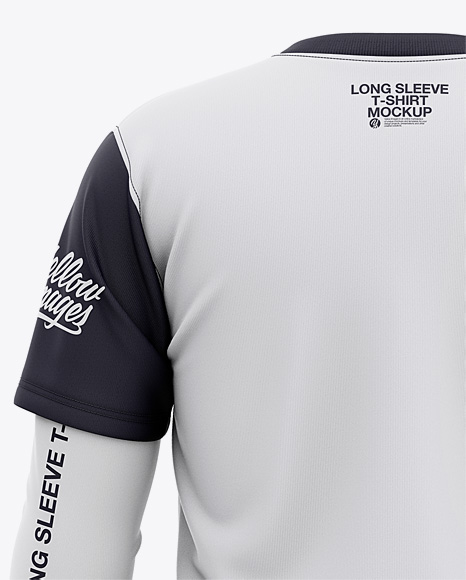 Men's Double-Layer Long Sleeve T-Shirt Mockup - Back View